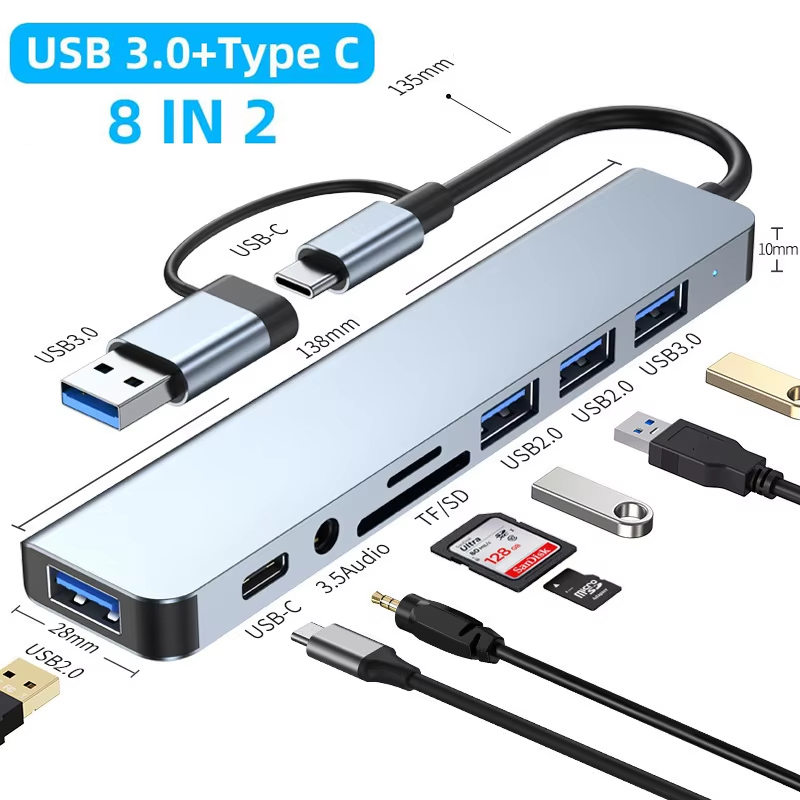 Microsd Card Tablet - 8-в-1 USB + Type C HUB